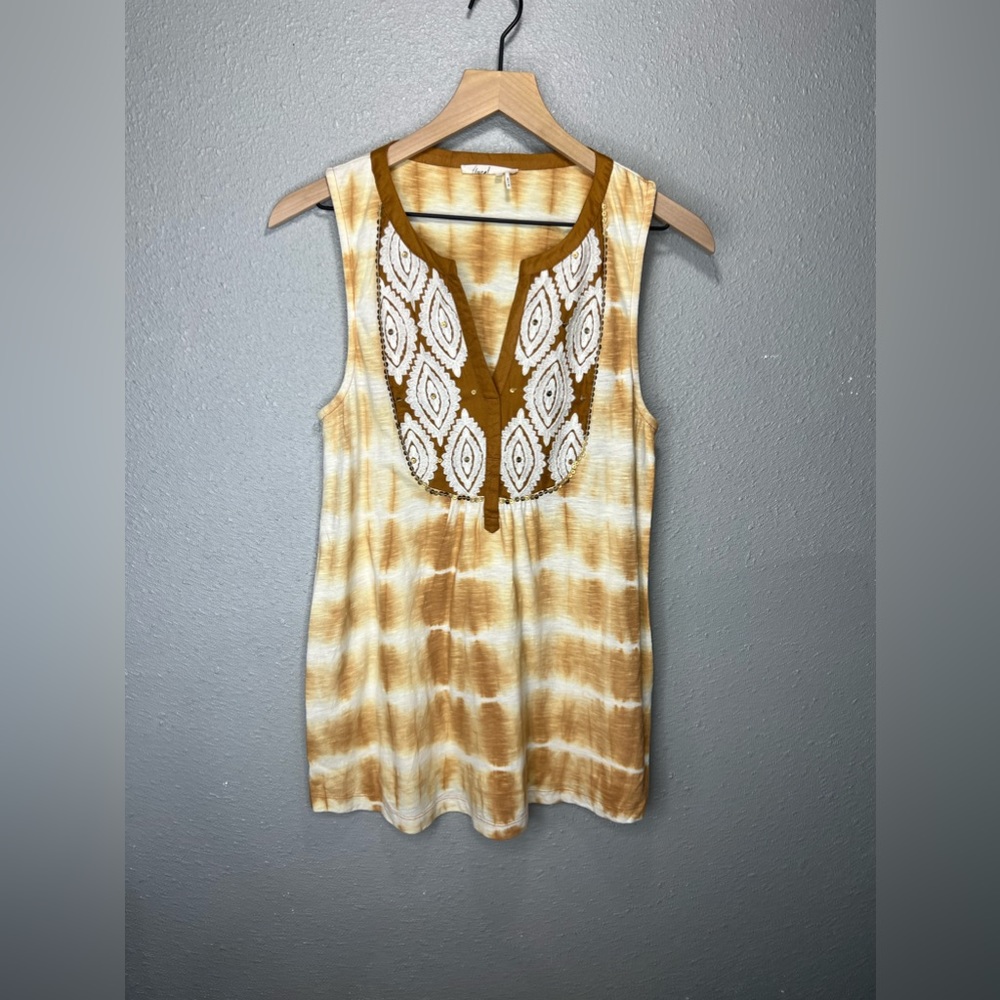 Anthropologie Floreat Sedna Tie Dye Embroidered Tank‎ Top Size Small
